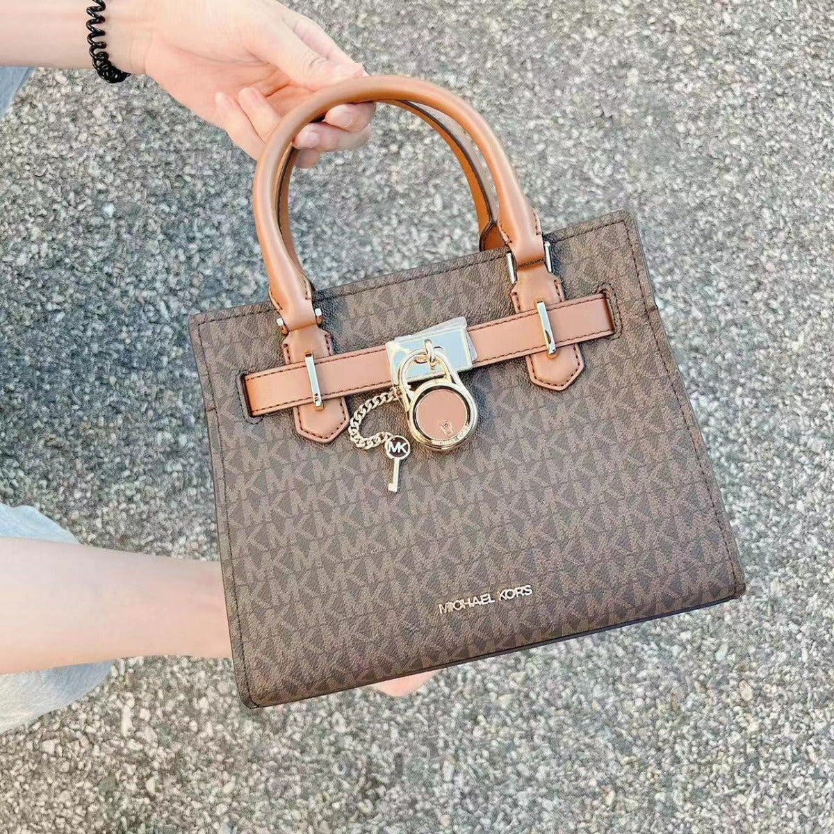 Michael Kors 35F1GHMS1B Hamilton Small Satchel In Brown Michael Kors 35F1GHMS1B Hamilton Small Satchel In Brown